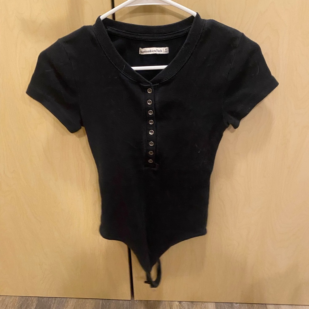 Abercrombie & Fitch Black Button-Up Bodysuit